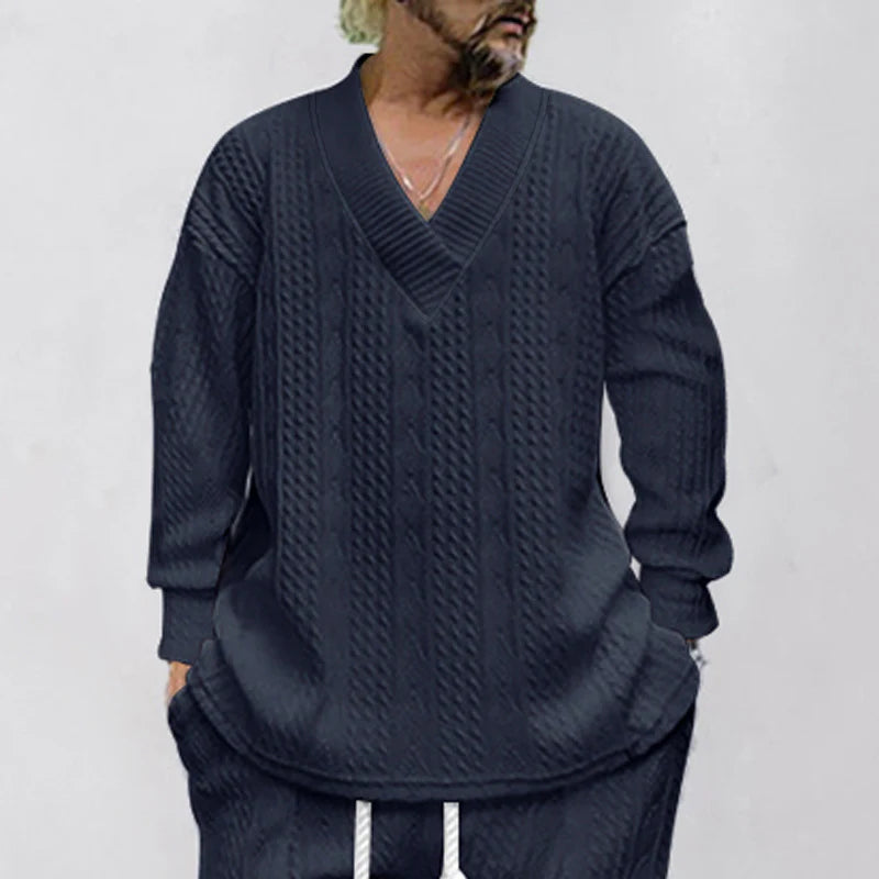 Spring and Autumn Men's jacquard knitted sweater