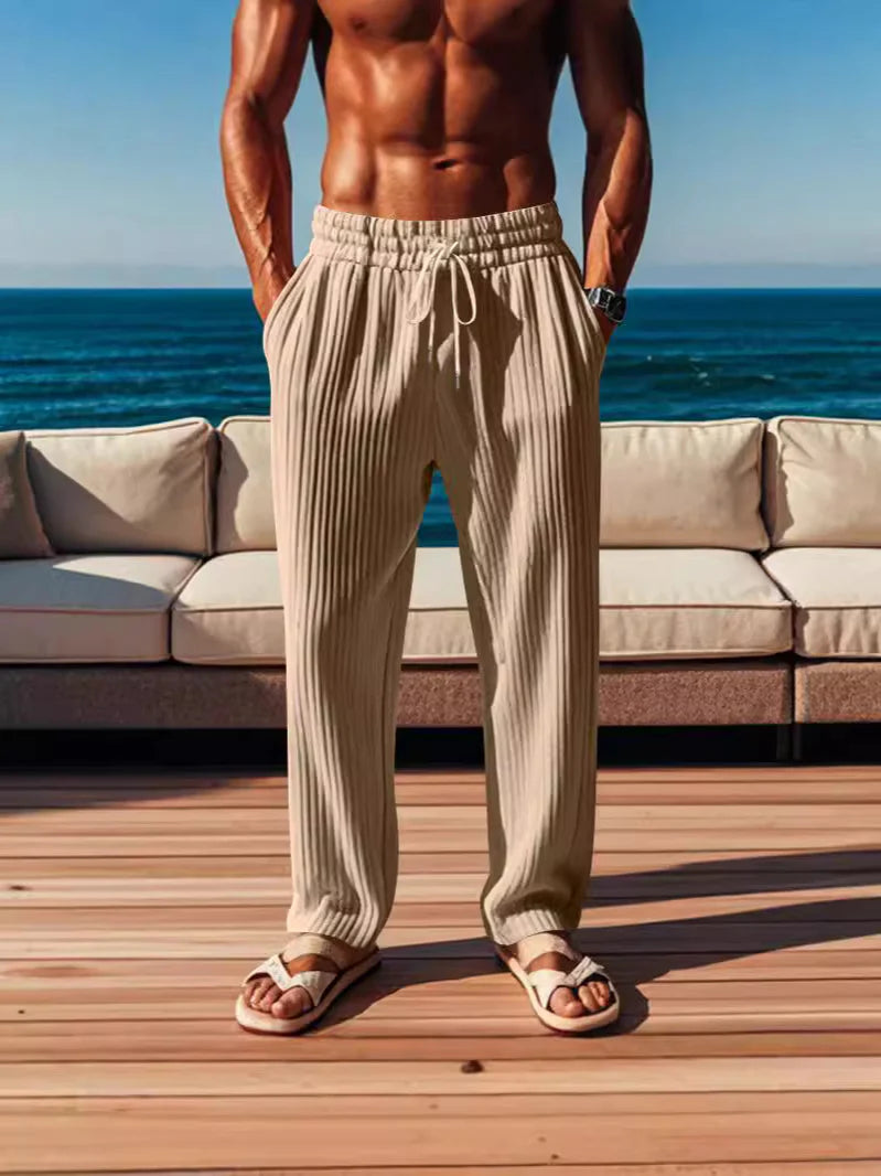 Men'S Vertical Strips Casual Sports Fashion Trousers
