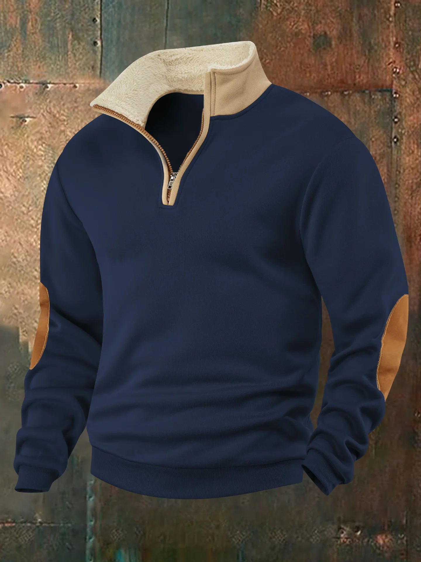 Retro patchwork embroidered men's knitted sweater