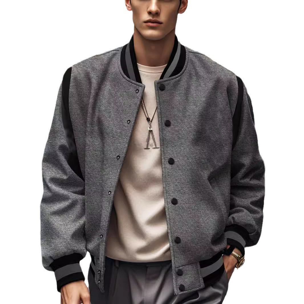 Wool cardigan with buttoned buttons baseball jacket