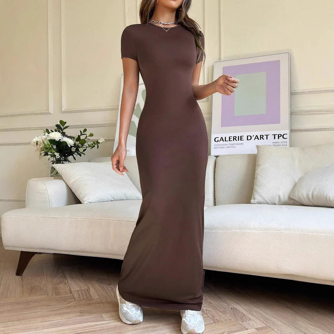 Women'S Style Slim Short-Sleeved Hot Girl Arm-Packing Dress