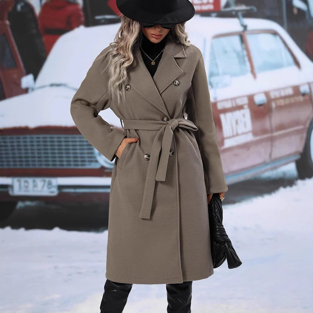 9C3ECA8B-8601-77B9-64DA-8D5DD083E924.jpg New Style Suit Woolen Double-Breasted Coat For Women - Image 2