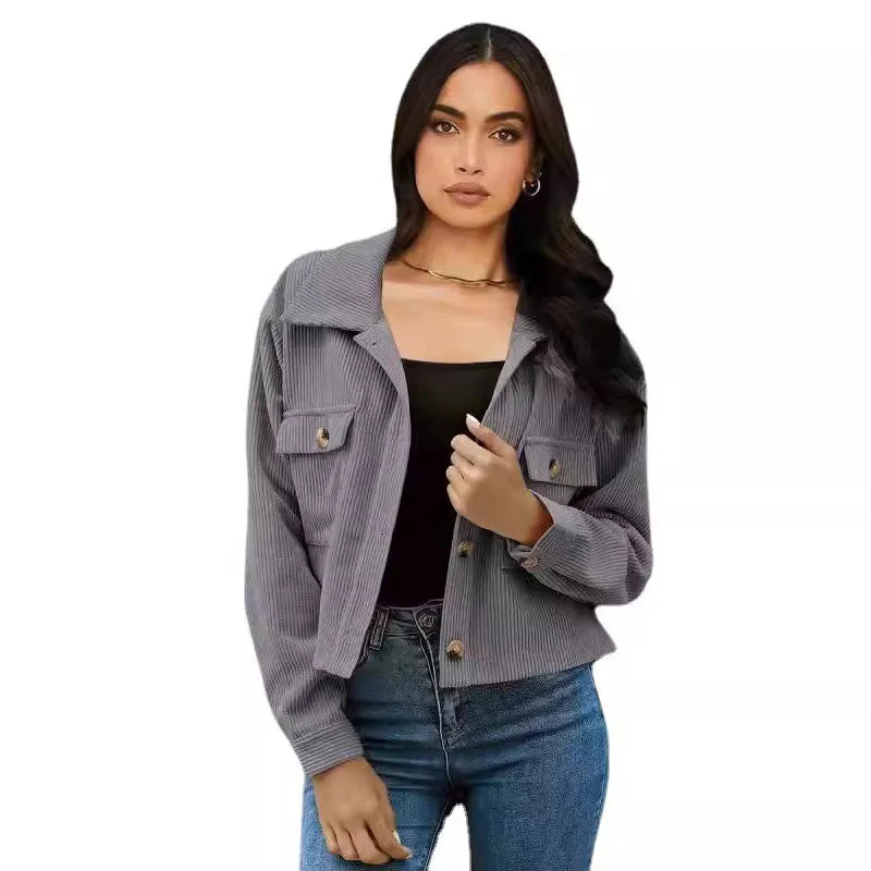A14CFB7A-0A00-E364-F909-48F9C25A2B77.jpg New Top Corduroy Cardigan Jacket For Women - Image 2