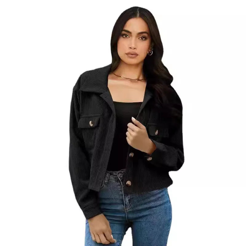 B0BA508B-8981-40BE-0805-A6F05DAE5277.jpg New Top Corduroy Cardigan Jacket For Women - Image 4
