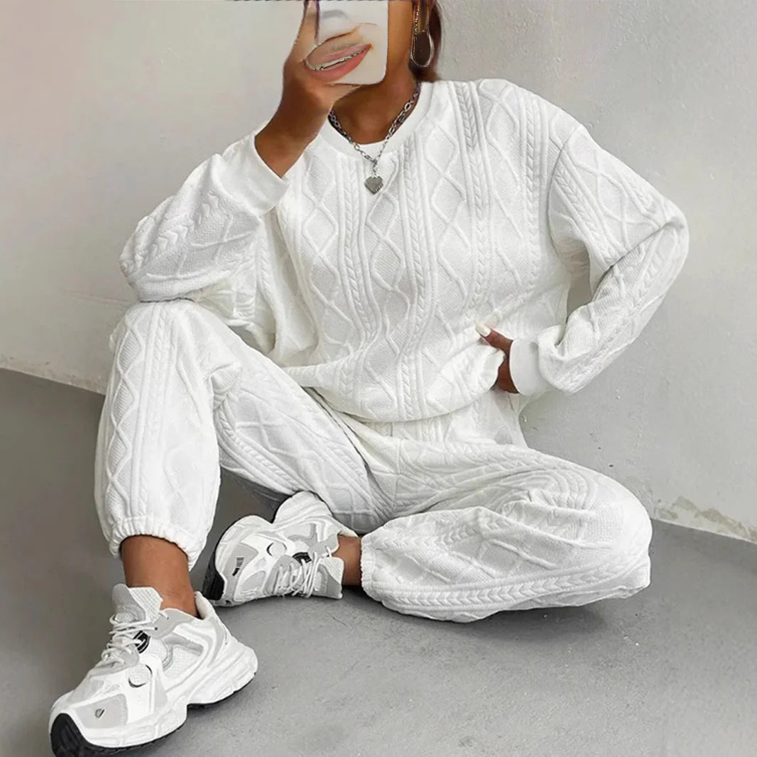 D5160CDA-C85D-5C03-2C33-21D818BDFA18.jpg New Fashion Thread Jacquard Trousers Casual Two-Piece Suit For Women
